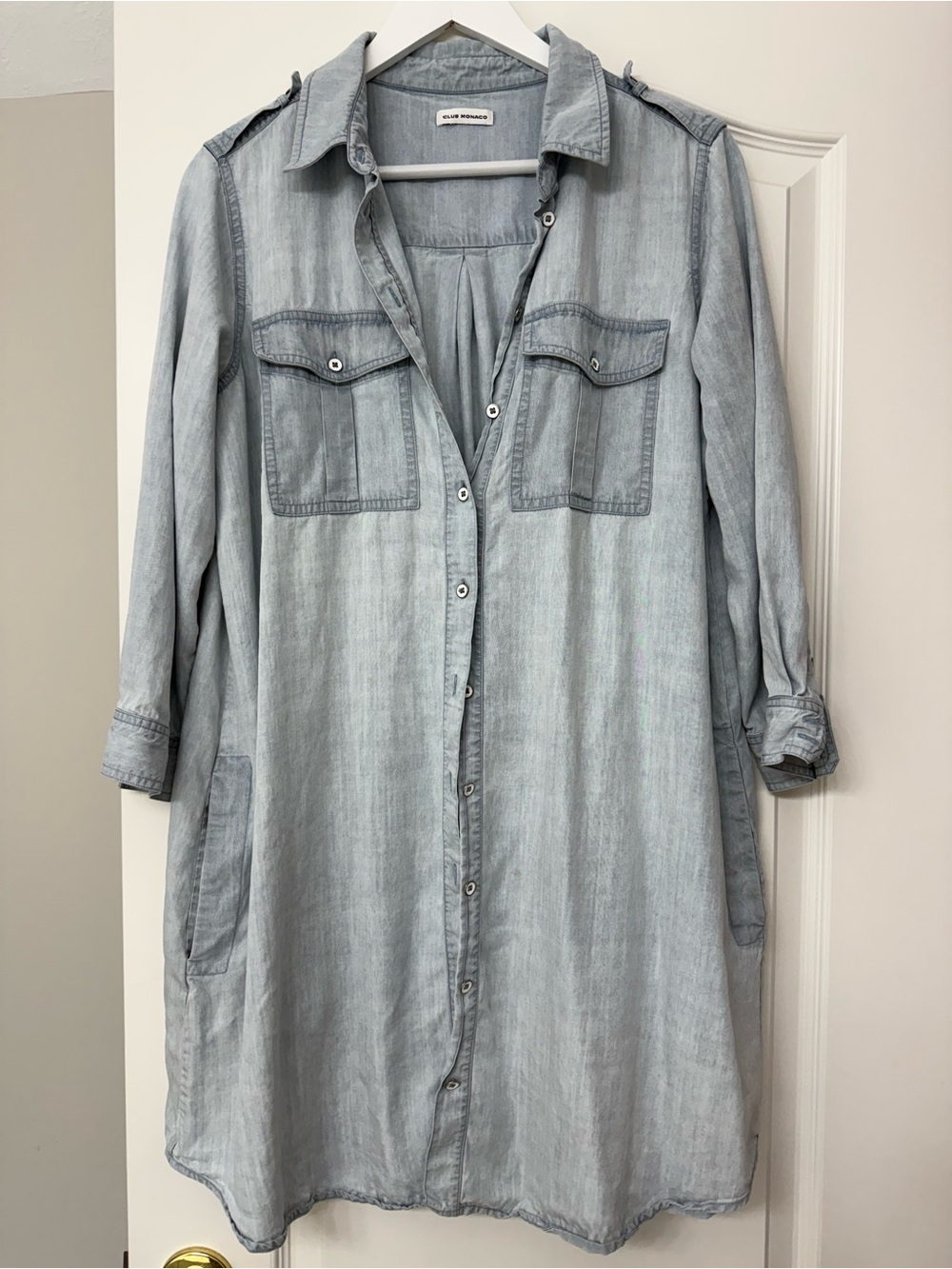 Club Monaco Light Blue Denim Shirt Dress